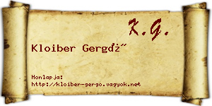 Kloiber Gergő névjegykártya